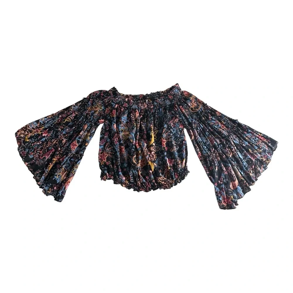 Free People Free Spirit Off The Shoulder Floral Print‎ Top Size Small